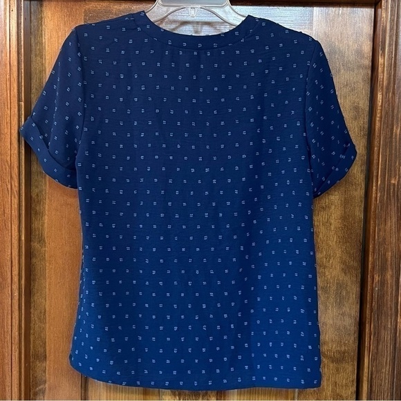 $5 ADD ON with $15+ Bundle  Swiss Dot Baby Doll Top‎ Blouse Sz S Blue EUC - Picture 2 of 8